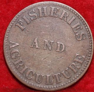 1855 Canada One Cent Token Fisheries And Agriculture Foreign Coin S/h photo
