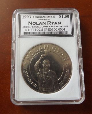 Uncirculated 1993 Liberia - Nolan Ryan - $1.  00 Commemorative Coin photo