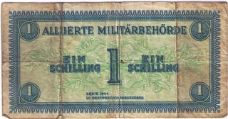 Paper Money Banknote 1 Ein Schilling Oesterreich Austria 1944.  Vg.  Pick: P - 103b photo