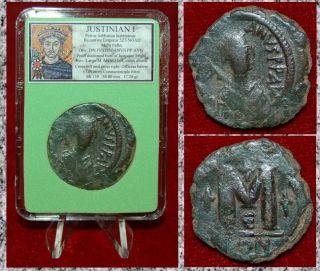 Ancient Byzantine Empire Coin Justinian I Bust Of Emperor Constantinople photo