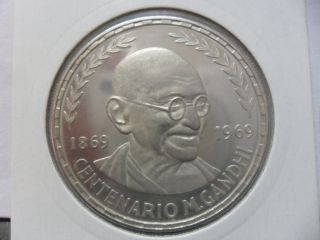 Republica De Guinea Ecuatorial (gandhi) 75 Pesetas 1970 (proof Silver) photo