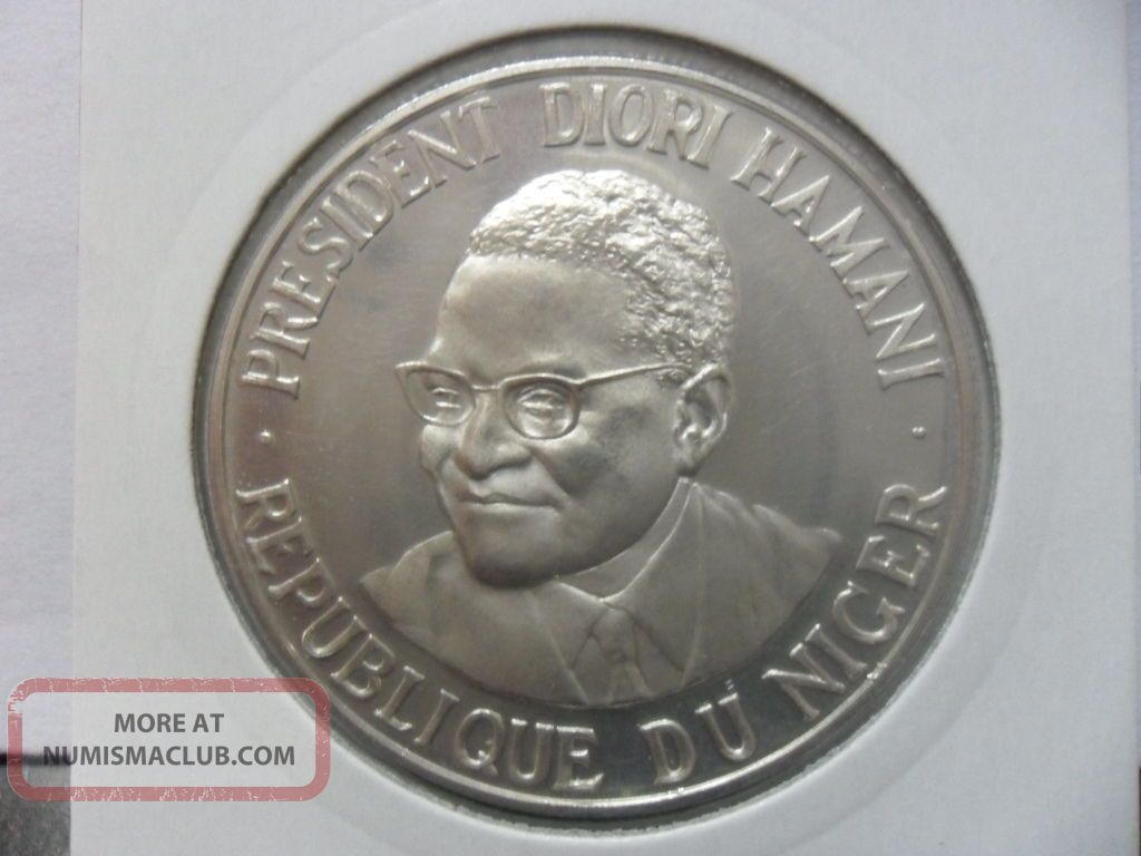 Niger President Diori Hamani - 1000 Francs 1960 (proof Silver) Other African Coins photo
