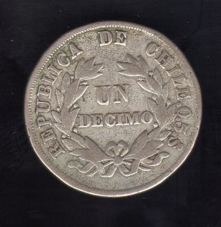 Chile Un Decimo 1880,  Silver photo