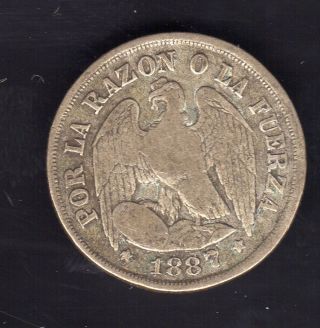 Chile 1 Decimo 1887,  Silver photo
