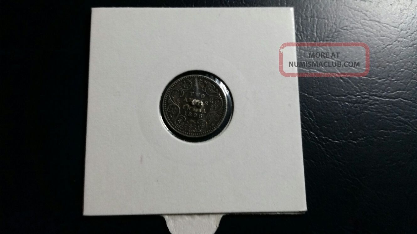 1896 India Two Annas Silver Coin