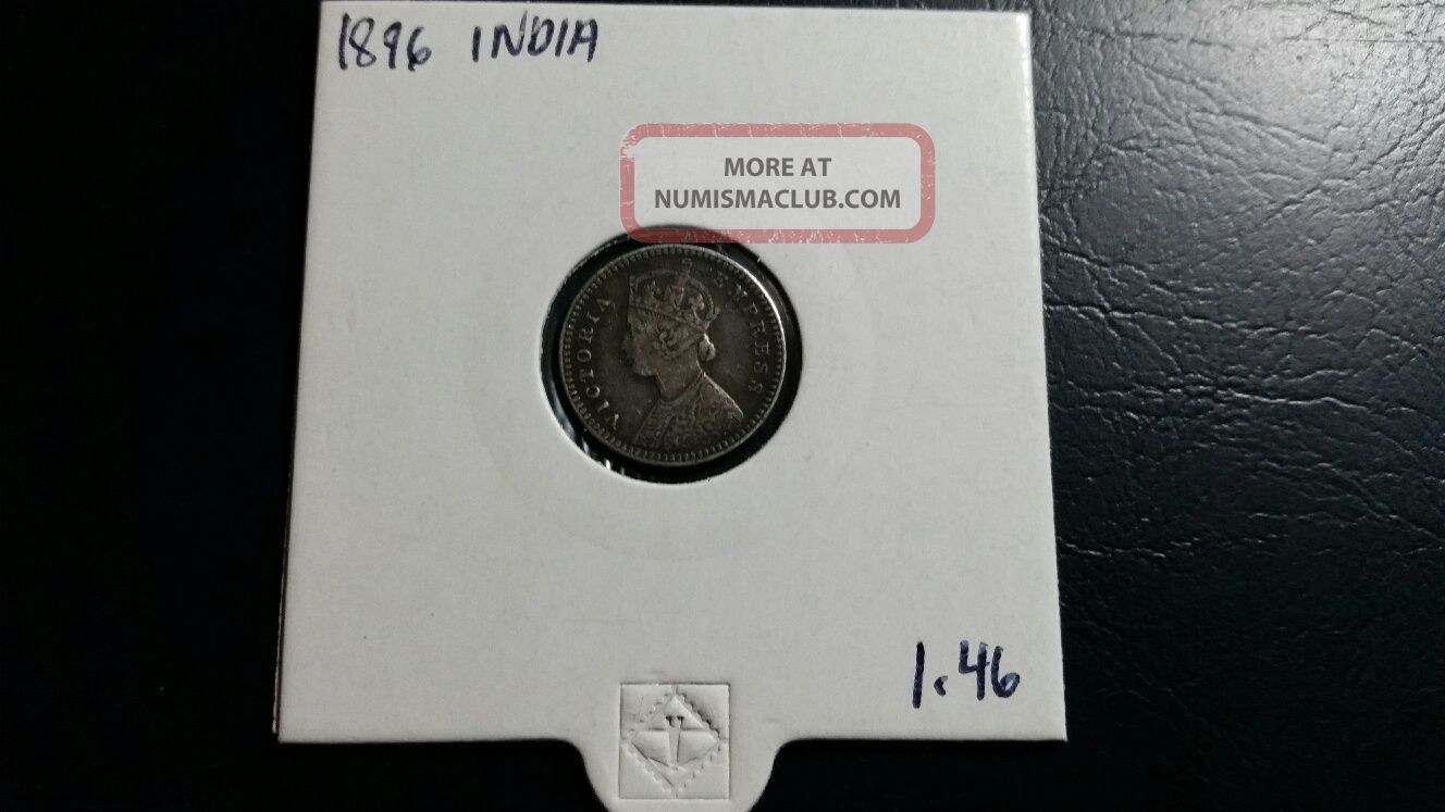 1896 India Two Annas Silver Coin