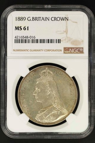 1889 Great Britain Sterling Silver Crown Ngc Ms - 61 - 147128 photo