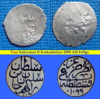 Extremly Rare Suleyman Ii Silver Para 1099 Ah Osmanisches Reich Ottoman Empire photo