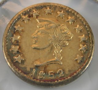 1852 California Gold Token - Round Liberty Fractional photo