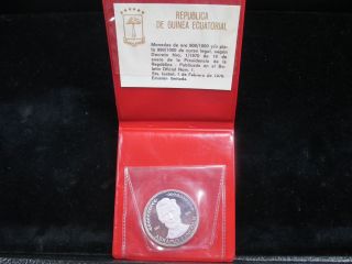 Ecuatorial Guinea 1970 Proof Silver 75 Pesetas - Lincoln - - Nr photo
