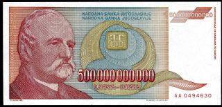 Yugoslavia 1993 - 500 Billion Dinars - Paper Money Unc photo
