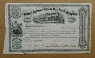 Detroit,  Monroe & Toledo Railroad Co.  Stock Cert. ,  1850 ' S photo