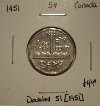 Canada George Vi 1951 Doubled 51 Five Cents photo