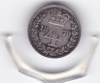 1879 Queen Victoria Maundy Four Pence Sterling Silver (92.  5) Coin photo