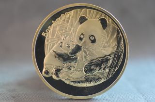 70mm China 2005 Year 5oz Alloy With Gold Plated Panda Commemorative Coin photo