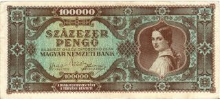 Hungarian Monarchy Inflation Banknote,  100000 Pengö,  Not Circulated photo