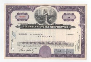 Columbia Pictures Corporation Stock Certificate photo