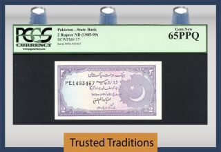 Tt Pk 37 1985 - 99 Pakistan State Bank 2 Rupees Pcgs 65ppq Gem Population Of 3 photo
