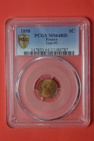 1 Centime Dupuis 1898 Pcgs Ms 64 Rd Red Bu Coin photo