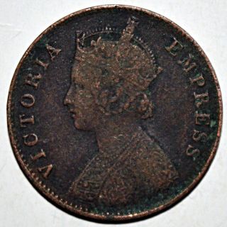 British India Queen Victoria One Quarter Anna 1900 Copper Coin Very Rare - 6.  38 photo