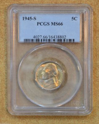 1945 - S Jefferson Nickel - Pcgs Slabbed Ms66 photo