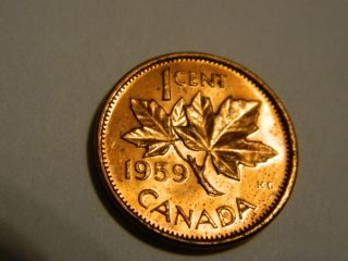 1959 Canada One Cent Penny Red Ms/unc - - Nr photo