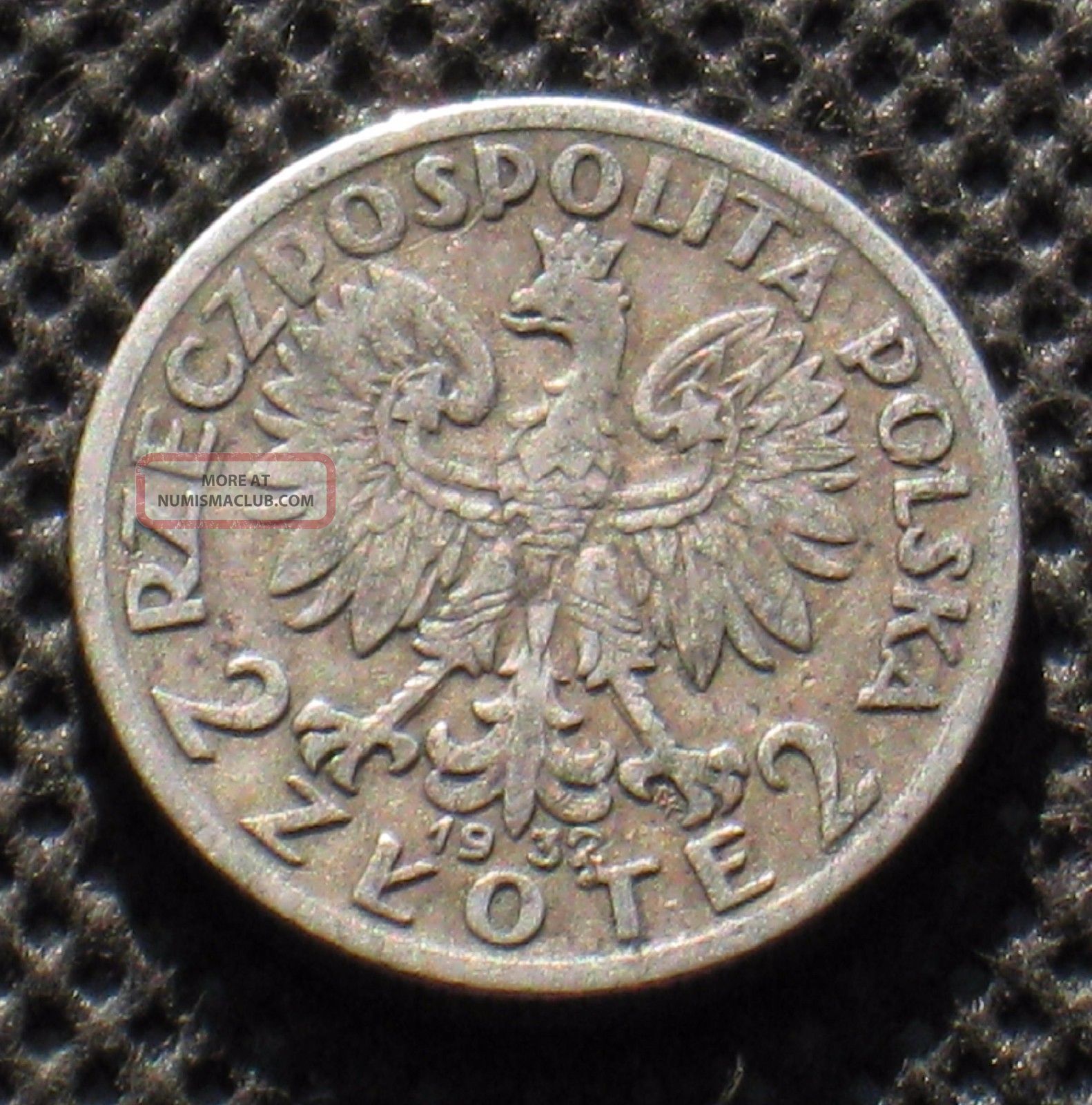 Old Silver Coin Of Poland 2 Zloty 1932 Jadwiga Second Republic Ag