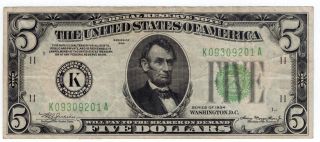 1934 $5 Federal Reserve Note Dallas Z photo
