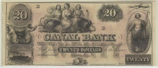 Canal Bank,  Orleans,  La,  Remainder Note,  1800 ' S - $20 - 01 photo