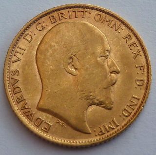 Great Britain - Australia 1/2 Gold Sovereign 1908 3.  99 Gr.  0.  1177 Oz.  0.  917 Gold photo