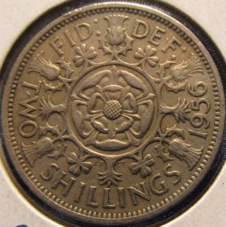 1956 Great Britain Florin,  Two Shillings Almost Perfect photo