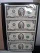 2003 Uncut Sheet Of Four $2 Us Frn Bills - World Reserve Monetary Exchange.  26 Small Size Notes photo 1