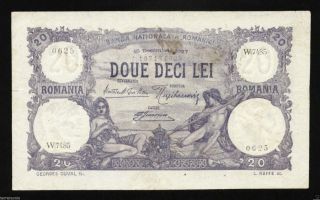 V131 Romania 20 Lei 1927 December Banknote P 20 Vf photo