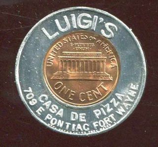 Luigi ' S Casa De Pizza Ft.  Wayne,  In 1959 Encased Cent Lucky Penny (fankhauser) photo