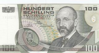 Austria 100 Schilling Banknote 2.  1.  1984 (p150) photo