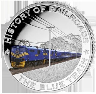 Liberia 2011 $5 History Of Railroads - The Blue Train Proof Silver Coin photo