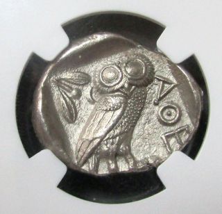 440 - 404 Bc Silver Attica Athens Tetradrachm Athena / Owl Coin Ngc About Unc. photo