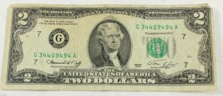 1976 $2 - Federal Reserve Note - - Neff Simon - Xf 75019 photo