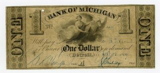 1839 $1 The Bank Of Michigan - Detroit,  Michigan Note photo