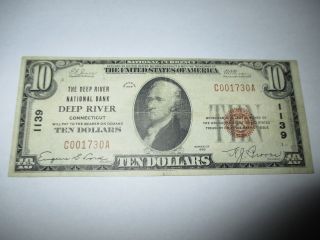 $10 1929 Deep River Connecticut Ct National Currency Bank Note Bill Ch 1139 Vf photo