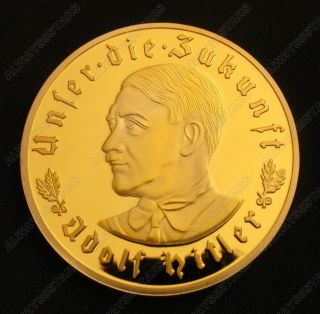Nazi Leader Adolf Hitler 24k Gold Plated Commemorative Coin Token photo