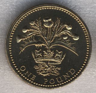 Great Britain 1 Pound 1984 Bu Scottish Thistle Queen Elizabeth Ii photo