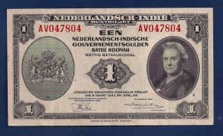 Netherlands Indies 1 Gulden 1943 P - 111 Ww2 Era Pacific Theatre Note photo
