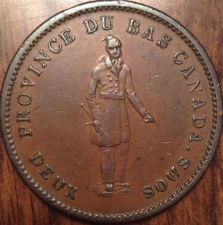 1837 Br.  521 Lower Canada One Penny Bank Token Best Of Circ. photo