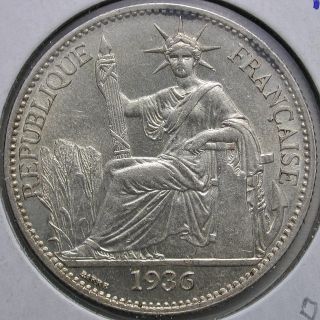 1936 French Indo - China 50 Cent.  Coin: Km 4a.  2,  Bu photo