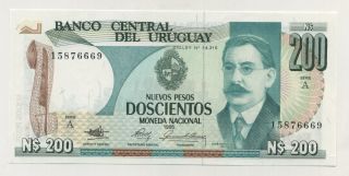 Uruguay 200 Pesos 1986 Pick 66 Unc Uncirculated Banknote photo
