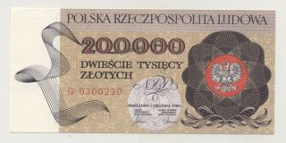 Poland 200000 Zlotych 1 - 12 - 1989 Pick 155 Unc Uncirculated Banknote photo