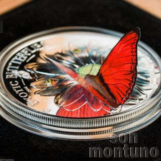 2016 Tanzania - Exotic Butterflies In 3d Cymothoe Hobarti.  999 Silver Proof Coin photo