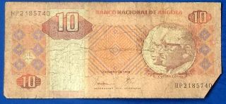 National Bank Of Angola 10 Kwanzas Banknote Antelope Issue Circulated M279 photo