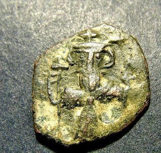 Constans Ii,  Emperor W/ Christian Crosses,  Constantinople,  Byzantine Coin photo